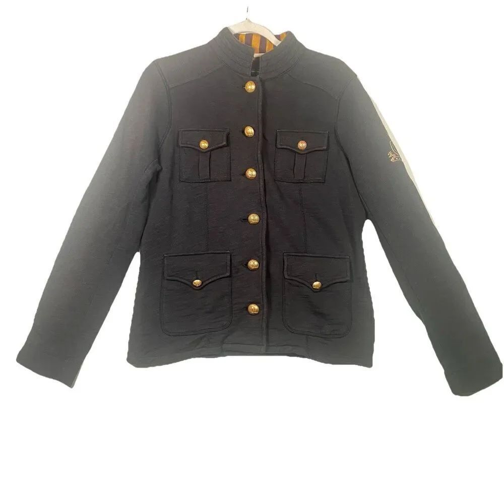 Tommy Hilfiger Military Style Jacket Women’s Size M 100% Cotton Navy Gold Button